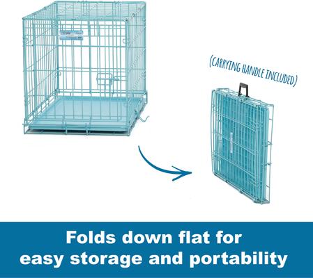 Show full view: MidWest iCrate Double Door Collapsible Wire Dog Crate Kit, Blue, 24 inch slide 5 of 7