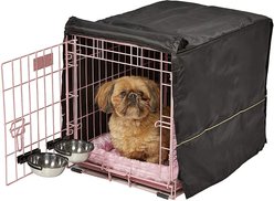 MidWest iCrate Double Door Collapsible Wire Dog Crate Kit, Pink, 24 inch