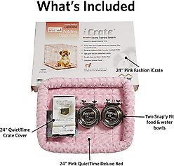 MidWest iCrate Double Door Collapsible Wire Dog Crate Kit, Pink, 24 inch slide 2 of 3