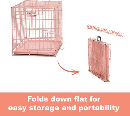 Show full view: MidWest iCrate Double Door Collapsible Wire Dog Crate Kit, Pink, 24 inch slide 3 of 5