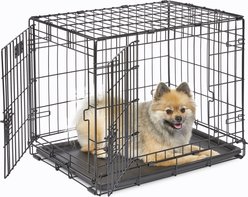 MidWest iCrate Fold & Carry Double Door Collapsible Dog Crate, 24 inch + Steel Pet Gate, White, 29-in slide 2 of 9