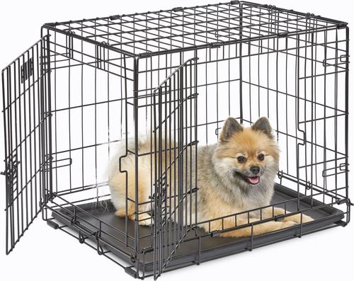 Show full view: MidWest iCrate Fold & Carry Double Door Collapsible Dog Crate, 24 inch + Steel Pet Gate, White, 29-in slide 2 of 9