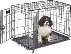 MidWest iCrate Fold & Carry Double Door Collapsible Dog Crate, 30 inch + Steel Pet Gate, White, 29-in slide 2 of 9