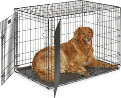 MidWest iCrate Fold & Carry Double Door Collapsible Dog Crate, 42 inch + Steel Pet Gate, Graphite, 39-in slide 2 of 9