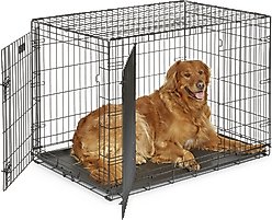 MidWest iCrate Fold & Carry Double Door Collapsible Dog Crate, 42 inch + Steel Pet Gate, White, 39-in slide 2 of 9