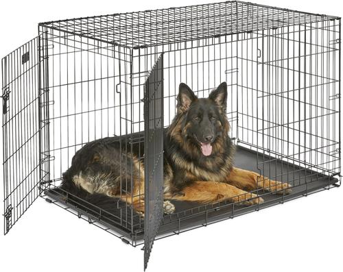 Show full view: MidWest iCrate Fold & Carry Double Door Collapsible Dog Crate, 48 inch + Steel Pet Gate, White, 39-in slide 2 of 9