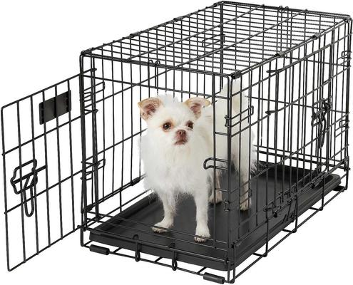 Show full view: MidWest iCrate Fold & Carry Double Door Collapsible Wire Crate, 22 inch + Quiet Time Ombre Swirl Dog Crate Mat, Grey, 22-in slide 2 of 10