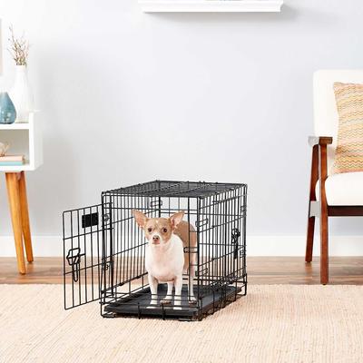 Show full view: MidWest iCrate Fold & Carry Double Door Collapsible Wire Crate, 22 inch + Quiet Time Ombre Swirl Dog Crate Mat, Grey, 22-in slide 5 of 10