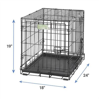 Show full view: MidWest iCrate Fold & Carry Double Door Collapsible Wire Crate, 24 inch + Quiet Time Ombre Swirl Dog Crate Mat, Grey, 24-in slide 3 of 10