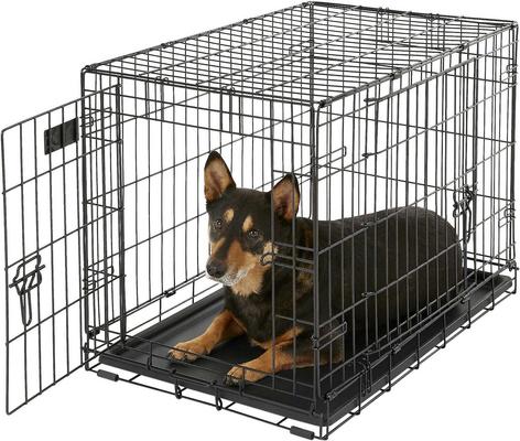 Show full view: MidWest iCrate Fold & Carry Double Door Collapsible Wire Crate, 30 inch + Quiet Time Ombre Swirl Dog Crate Mat, Grey, 30-in slide 2 of 10