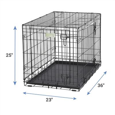 Show full view: MidWest iCrate Fold & Carry Double Door Collapsible Wire Crate, 36 inch + Quiet Time Ombre Swirl Dog Crate Mat, Grey, 36-in slide 3 of 10