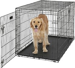 MidWest iCrate Fold & Carry Double Door Collapsible Wire Crate, 48 inch + Quiet Time Ombre Swirl Dog Crate Mat, Grey, 48-in slide 2 of 9