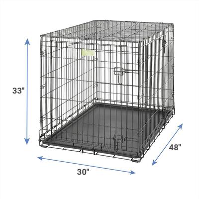 Show full view: MidWest iCrate Fold & Carry Double Door Collapsible Wire Crate, 48 inch + Quiet Time Ombre Swirl Dog Crate Mat, Grey, 48-in slide 3 of 10