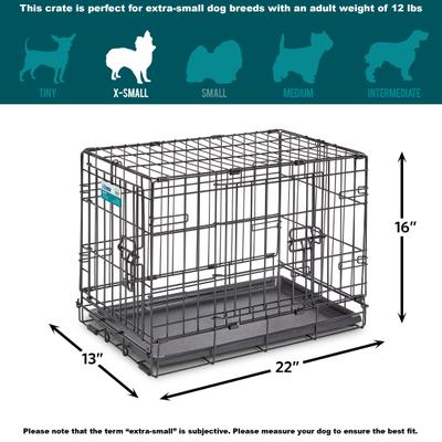 Show full view: MidWest iCrate Fold & Carry Double Door Collapsible Wire Dog Crate, 22 inch + KONG Classic Dog Toy, X-Small slide 3 of 9