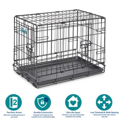 Show full view: MidWest iCrate Fold & Carry Double Door Collapsible Wire Dog Crate, 22 inch + KONG Classic Dog Toy, X-Small slide 5 of 9