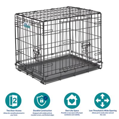 Show full view: MidWest iCrate Fold & Carry Double Door Collapsible Wire Dog Crate, 24 inch slide 6 of 12