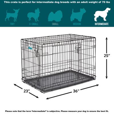 Show full view: MidWest iCrate Fold & Carry Double Door Collapsible Wire Dog Crate, 36 inch + KONG Classic Dog Toy, Large slide 3 of 9