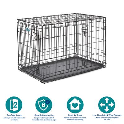 Show full view: MidWest iCrate Fold & Carry Double Door Collapsible Wire Dog Crate, 36 inch + KONG Classic Dog Toy, Large slide 5 of 9
