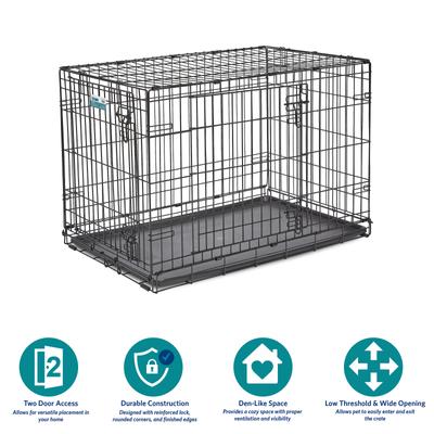 Show full view: MidWest iCrate Fold & Carry Double Door Collapsible Wire Dog Crate, 36 inch slide 6 of 12
