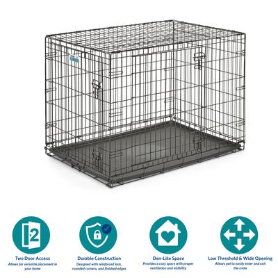 Show full view: MidWest iCrate Fold & Carry Double Door Collapsible Wire Dog Crate, 42 inch + KONG Classic Dog Toy, Large slide 5 of 9