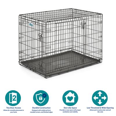 Show full view: MidWest iCrate Fold & Carry Double Door Collapsible Wire Dog Crate, 42 inch slide 6 of 12