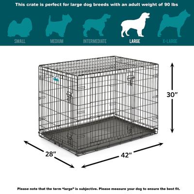 Show full view: MidWest iCrate Fold & Carry Double Door Collapsible Wire Dog Crate, 42 inch slide 8 of 12