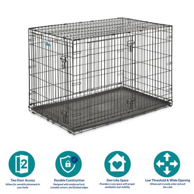 Show full view: MidWest iCrate Fold & Carry Double Door Collapsible Wire Dog Crate, 48 inch slide 6 of 12
