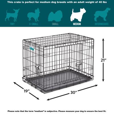 Show full view: MidWest iCrate Fold & Carry Double Door Collapsible Wire Dog Crate + KONG Classic Dog Toy, Medium slide 3 of 9