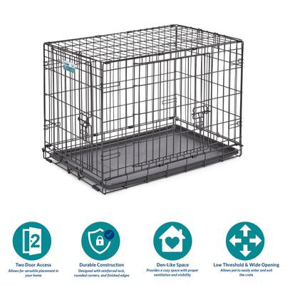 Show full view: MidWest iCrate Fold & Carry Double Door Collapsible Wire Dog Crate + KONG Classic Dog Toy, Medium slide 5 of 9
