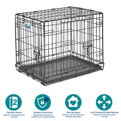 Show full view: MidWest iCrate Fold & Carry Double Door Collapsible Wire Dog Crate + KONG Classic Dog Toy, Small slide 5 of 9