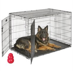 MidWest iCrate Fold & Carry Double Door Collapsible Wire Dog Crate + KONG Classic Dog Toy, X-Large