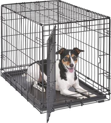 Show full view: MidWest iCrate Fold & Carry Single Door Collapsible Dog Crate, 30 inch + Steel Pet Gate, Graphite, 29-in slide 2 of 9