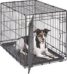 MidWest iCrate Fold & Carry Single Door Collapsible Dog Crate, 30 inch + Steel Pet Gate, White, 29-in slide 2 of 9