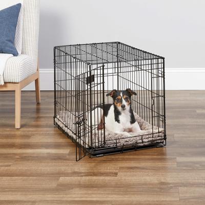 Show full view: MidWest iCrate Fold & Carry Single Door Collapsible Dog Crate, 30 inch + Steel Pet Gate, White, 29-in slide 3 of 9