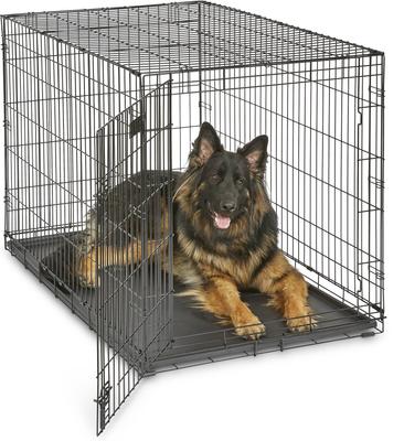 Show full view: MidWest iCrate Fold & Carry Single Door Collapsible Dog Crate, 48 inch + Steel Pet Gate, Graphite, 39-in slide 2 of 9