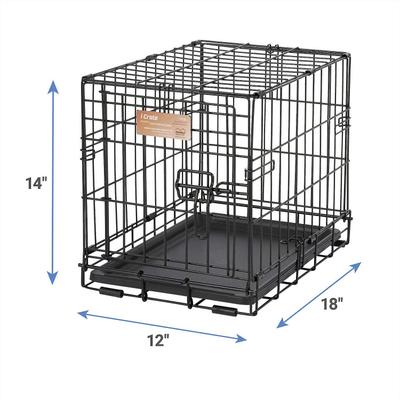 Show full view: MidWest iCrate Fold & Carry Single Door Collapsible Wire Crate, 18 inch + Quiet Time Ombre Swirl Dog Crate Mat, Grey, 18-in slide 3 of 10