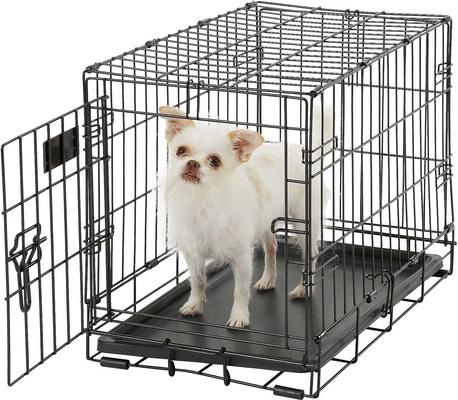 Show full view: MidWest iCrate Fold & Carry Single Door Collapsible Wire Crate, 22 inch + Quiet Time Ombre Swirl Dog Crate Mat, Grey, 22-in slide 2 of 10