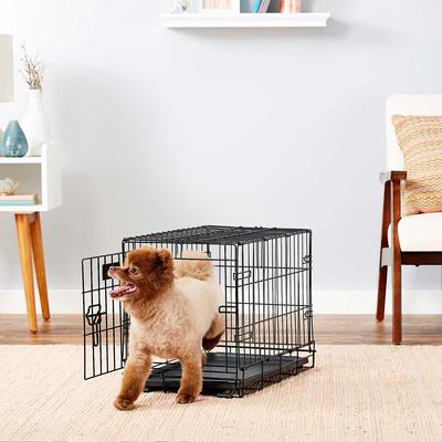 Show full view: MidWest iCrate Fold & Carry Single Door Collapsible Wire Crate, 22 inch + Quiet Time Ombre Swirl Dog Crate Mat, Grey, 22-in slide 5 of 10