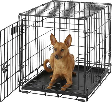 Show full view: MidWest iCrate Fold & Carry Single Door Collapsible Wire Crate, 24 inch + Quiet Time Ombre Swirl Dog Crate Mat, Grey, 24-in slide 2 of 10