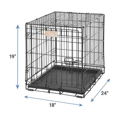 Show full view: MidWest iCrate Fold & Carry Single Door Collapsible Wire Crate, 24 inch + Quiet Time Ombre Swirl Dog Crate Mat, Grey, 24-in slide 3 of 10