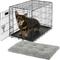 Show in main carousel: MidWest iCrate Fold & Carry Single Door Collapsible Wire Crate, 30 inch + Quiet Time Ombre Swirl Dog Crate Mat, Grey, 30-in slide 1 of 10