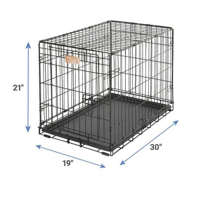 Show full view: MidWest iCrate Fold & Carry Single Door Collapsible Wire Crate, 30 inch + Quiet Time Ombre Swirl Dog Crate Mat, Grey, 30-in slide 3 of 10