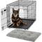Show in main carousel: MidWest iCrate Fold & Carry Single Door Collapsible Wire Crate, 36 inch + Quiet Time Ombre Swirl Dog Crate Mat, Grey, 36-in slide 1 of 10