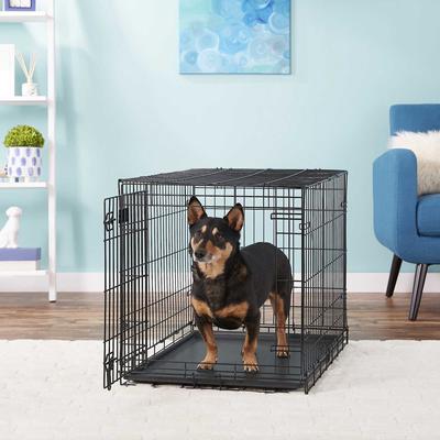 Show full view: MidWest iCrate Fold & Carry Single Door Collapsible Wire Crate, 36 inch + Quiet Time Ombre Swirl Dog Crate Mat, Grey, 36-in slide 5 of 10