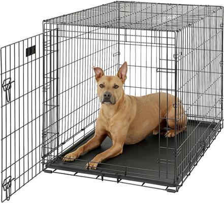 Show full view: MidWest iCrate Fold & Carry Single Door Collapsible Wire Crate, 42 inch + Quiet Time Ombre Swirl Dog Crate Mat, Grey, 42-in slide 2 of 10