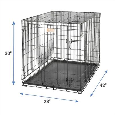Show full view: MidWest iCrate Fold & Carry Single Door Collapsible Wire Crate, 42 inch + Quiet Time Ombre Swirl Dog Crate Mat, Grey, 42-in slide 3 of 10