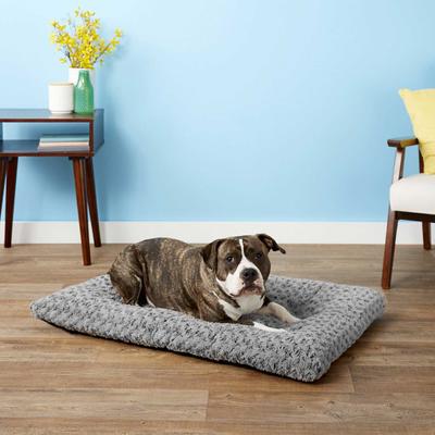 Show full view: MidWest iCrate Fold & Carry Single Door Collapsible Wire Crate, 42 inch + Quiet Time Ombre Swirl Dog Crate Mat, Grey, 42-in slide 9 of 10