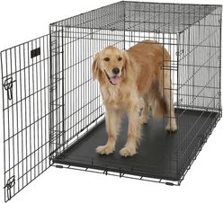 MidWest iCrate Fold & Carry Single Door Collapsible Wire Crate, 48 inch + Quiet Time Ombre Swirl Dog Crate Mat, Grey, 48-in slide 2 of 9