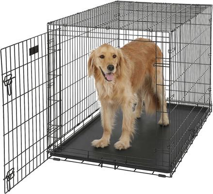 Show full view: MidWest iCrate Fold & Carry Single Door Collapsible Wire Crate, 48 inch + Quiet Time Ombre Swirl Dog Crate Mat, Grey, 48-in slide 2 of 10