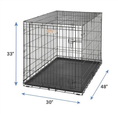 Show full view: MidWest iCrate Fold & Carry Single Door Collapsible Wire Crate, 48 inch + Quiet Time Ombre Swirl Dog Crate Mat, Grey, 48-in slide 3 of 10